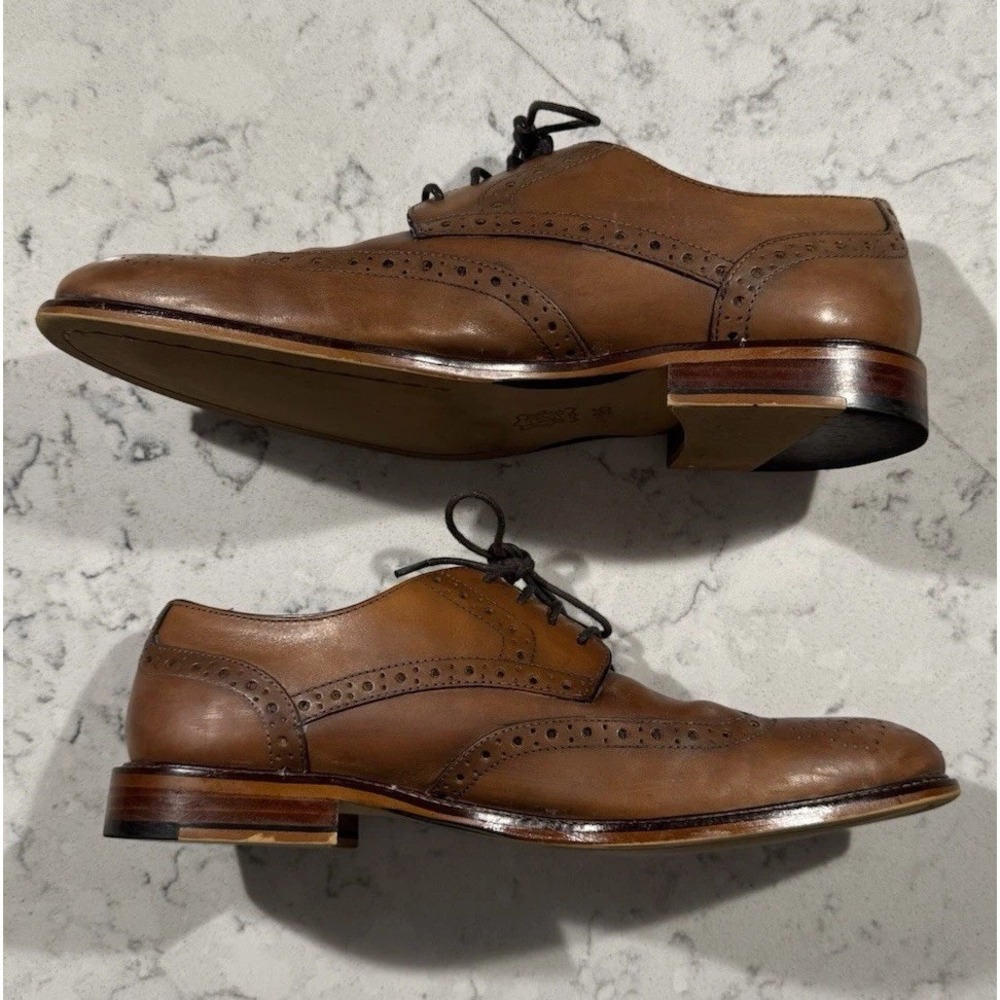 Joseph Abboud Shoes Mens Size 9.5 Brown Leather Lace Wingtip Oxford No Box